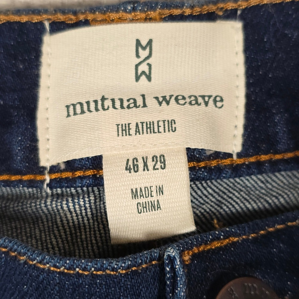 Mutual Weave Mens The Athletic Fit Tapered Leg Jeans 46x29 Indigo Dark NWT - Picture 3 of 11